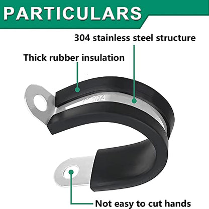 OURU 110PCS Cable Clamps Assortment Kit,Rubber Coated, 1/4"-1-3/4" 10 Sizes - size: 110PCS KIT