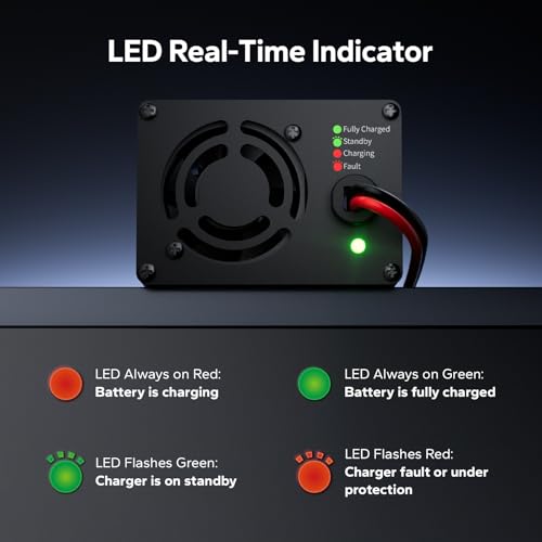 LiTime 12V 20A Lithium Battery Charger, 14.6V Output AC-DC, 0V Activation