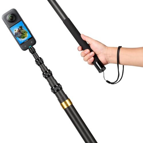 3m Invisible Carbon Fiber Selfie Stick for Insta360 X5/X4(Gold) - color: Gold
