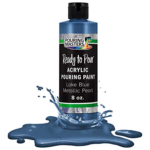 Pouring Masters Lake Blue Metallic Pearl 8-oz Acrylic Pouring Paint - color: Lake Blue Metallic Pearl, size: 8 Fl Oz (Pack of 1)