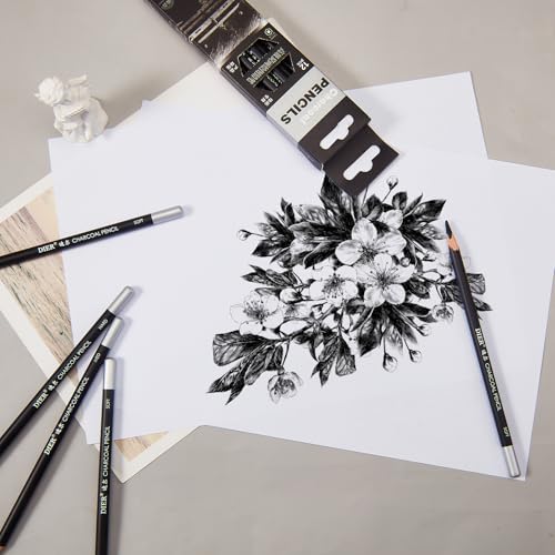 Geyoga 180 Pcs Professional Charcoal Pencils for Drawing Bulk
