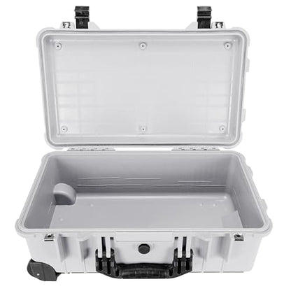 Eylar 22" Carry-On Travel Roller Gear, Camera, Drones, Tools, Equipment Hard Case Waterproof with Foam (White) - color: White