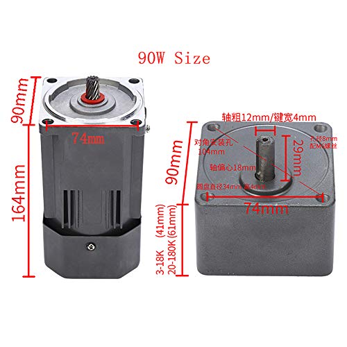 0-27RPM 90W 50K AC Variable Speed Gear Reduction Motor with Controller - color: 50K 90W