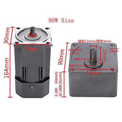 0-27RPM 90W 50K AC Variable Speed Gear Reduction Motor with Controller - color: 50K 90W