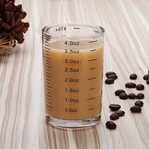 BCnmviku Measuring Cup Shot Glass 4 Ounce/120ML Liquid Heavy High Espresso Glass Cup Black Line (1, Black) - color: Black