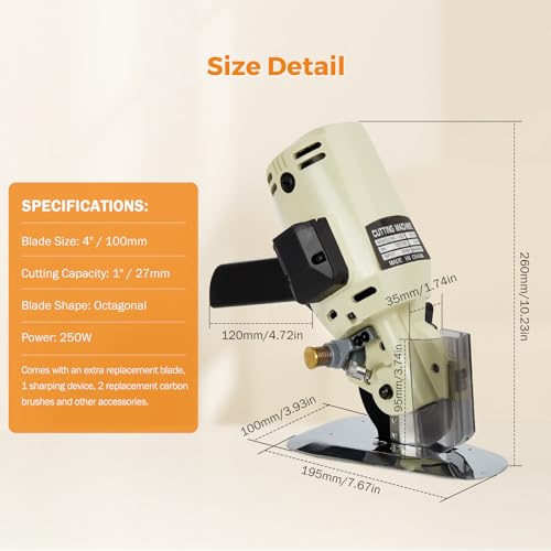 BEAMNOVA Electric Rotary Cutter for Fabric, Cloth Cutting Machine