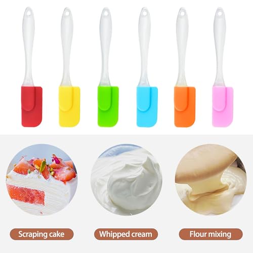 6 Piece Mini Silicone Spatula Set Small Rubber Spatulas for Baking Cooking Mixing Thin Jar Scraper Heat Resistant Kitchen Utensils Cake Decorating Tools