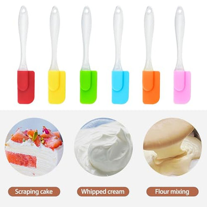 6 Piece Mini Silicone Spatula Set Small Rubber Spatulas for Baking Cooking Mixing Thin Jar Scraper Heat Resistant Kitchen Utensils Cake Decorating Tools
