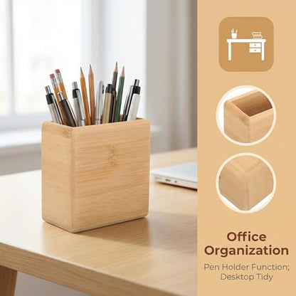 Garneck Bamboo Remote Control Holder Wall Mount Wood Remote Caddy Organizer - size: 10x9.5cm
