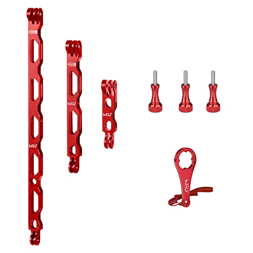 HSU Aluminum Alloy Extension Arm Kit Metal Pole Mount Helmet Stick (7 Pcs) - color: Red