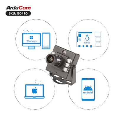 Arducam 1080P Day & Night Vision USB Camera for Computer, 2MP Automatic IR-Cut Switching All-Day Image USB2.0 IMX462 Webcam Board with 940nm IR LEDs for Windows, Linux, Android and Mac OS