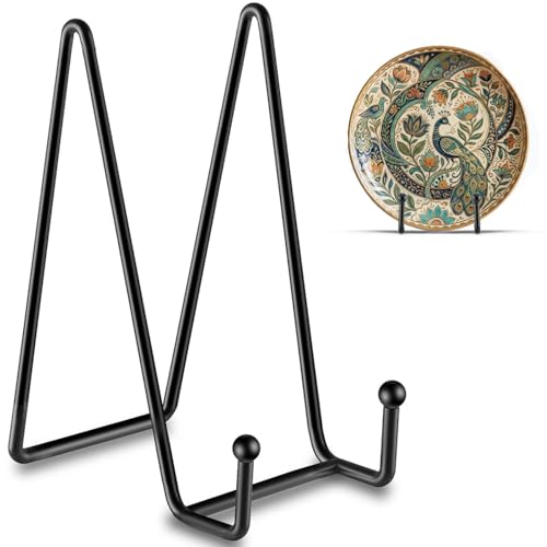 3 Pack 6 Inch Plate Stands for Display, Metal Picture Frame Display Stand - size: 6 in
