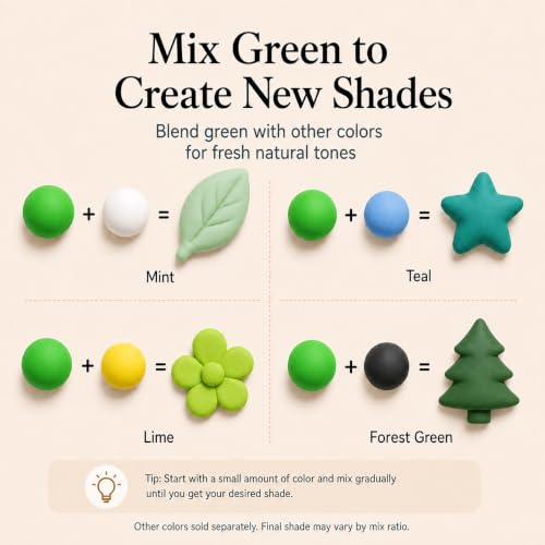 Green Air Dry Foam Clay 100g/3.5oz, Soft & Easy to Mold - color: Green