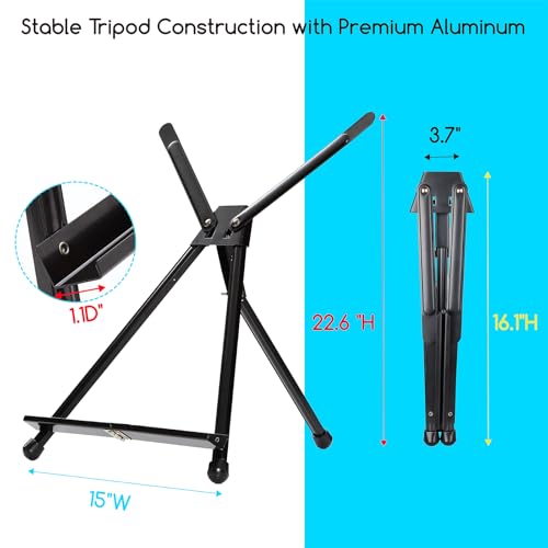 MEEDEN 10 Pcs Tabletop Easel: Aluminum Tripod Easel for Painting Display - size: 10-Pack