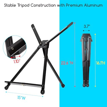 MEEDEN 10 Pcs Tabletop Easel: Aluminum Tripod Easel for Painting Display - size: 10-Pack