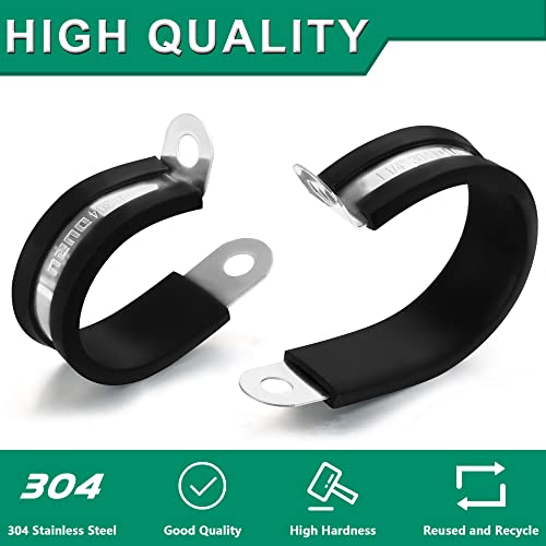 OURU 1/4 Inch Cable Clamps, Rubber Coated Insulated Clamps, 30pcs, 6mm - size: 30pcs - 1/4"