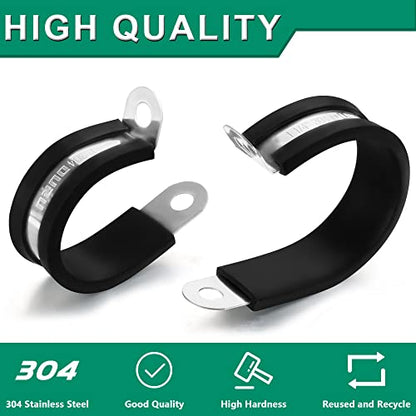 OURU 1/4 Inch Cable Clamps, Rubber Coated Insulated Clamps, 30pcs, 6mm - size: 30pcs - 1/4"