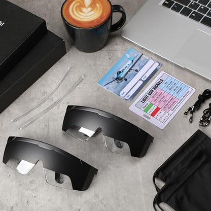 2 Set Aviation Flight Training Glasses, Black - color: Black
