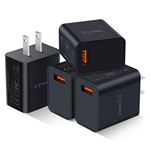 Fast Charge 3.0 USB Wall Charger [4-Pack] 5V 3A Fast Charging Block 18W QC Power Adapter for Wireless Charger Stand, Compatible with iPhone 16 15 14 Pro Max Galaxy S24 S23 Ultra 22 21 20 A03s - color: Black Black Black Black