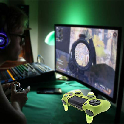 Ps4 Controller Skin Silicone Case Grip Glow in Dark Protective Cover for PS4/slim/Pro Dualshock 4 Controller(Glow Grass Green) - color: Glow Grass Green