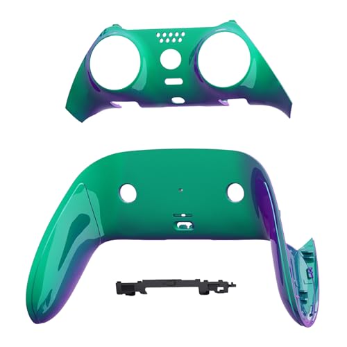 eXtremeRate Top Bottom Decorative Trim Shell Compatible with p s 5 Edge Controller Replacement Front Back Clip Shell, Custom Chameleon Green Purple Plates Cover Compatible with p s 5 Edge Controller - color: Chameleon Green Purple