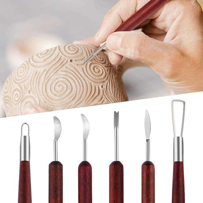 Clay Tools Sculpting for Polymer Air Dry Modeling Clay Beginners & Professionals Ideal for DIY Pottery & Ceramics Tools Double-Sided Polymer Carving Tools Kit (6)