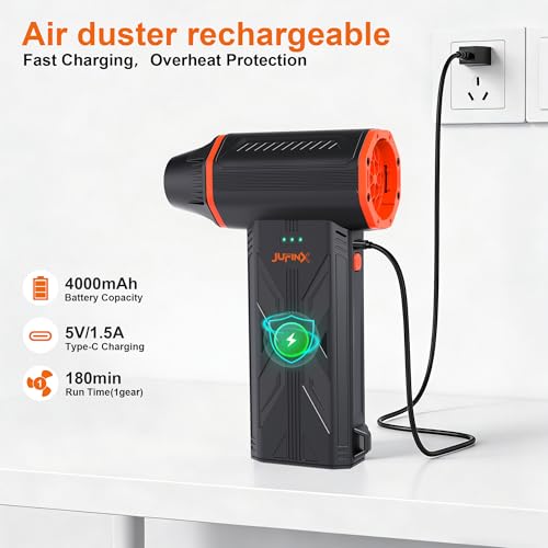 Compressed Air Duster,150000RPM High Speed brushless Motor Mini Blower - color: Black
