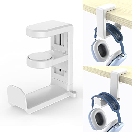 EURPMASK Rotating Headphone Stand,Adjustable Clamp-on Headset Holder Hanger - color: White 1 Pack