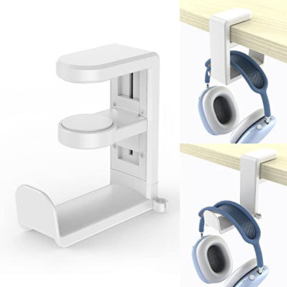 EURPMASK Rotating Headphone Stand,Adjustable Clamp-on Headset Holder Hanger - color: White 1 Pack