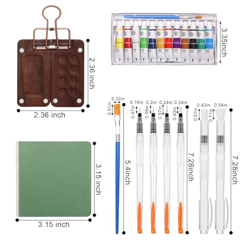 Boyistar Watercolor Paint Set, Mini Watercolor Travel Set with 12 Colors
