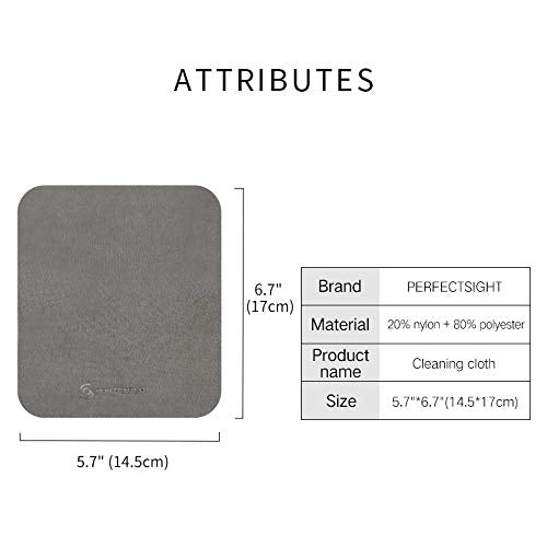 PERFECTSIGHT Microfiber Cleaning Cloth | Eyeglass Lens Cleaner [6 Pack, 5.7x6.7 Inch] Glasses, Phone, Camera, Computer Screen Cleaning | Safe for All Coated Lenses - color: Grey, size: 6 Pack
