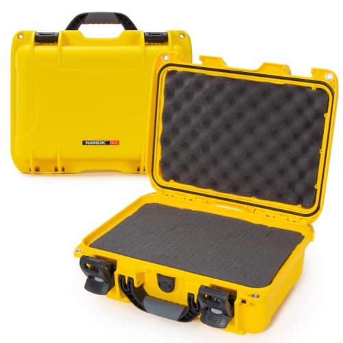 NANUK 915 Hard Case with Cubed Foam – Compact Waterproof Travel Camera Hard Case with Padded Dividers, 13.8” x 9.3” x 6.2” – Dustproof and Impact Resistant, Airline Carry-On Approved – Yellow - color: Yellow, size: Cubed Foam