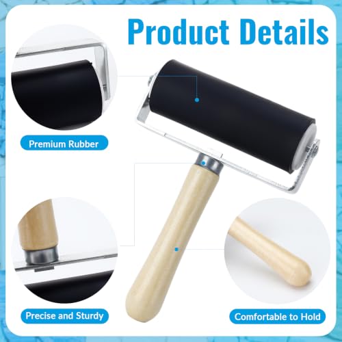 3 Pack Rubber Brayer Roller, 1.4”/2.4”/3.7” Art Craft Rollers with Scraper