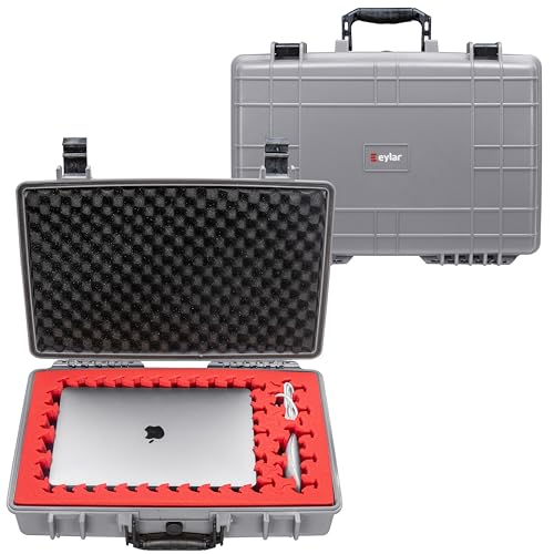 Eylar 20” Hard Laptop Case Equipped with RAGAR Reconfigurable & Reusable Crosslinked Foam Insert, Waterproof, Shockproof for Equipment, Drones, and Cameras (1 Red/Black RAGAR Layer) (Gray) - color: Gray