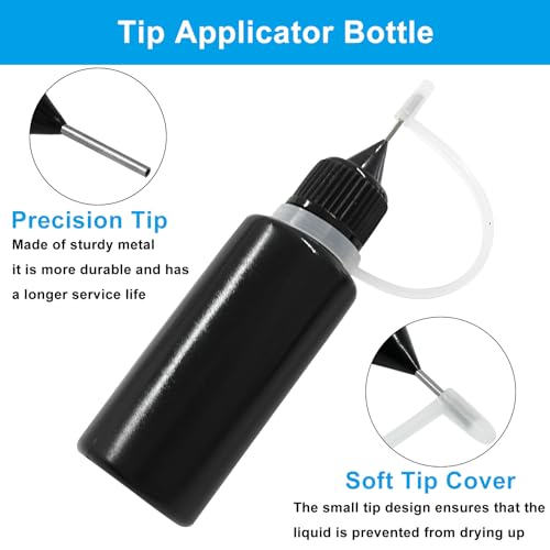 Piutouyar Bottle, 10pcs 20ml Plastic Black Fine Tip Applicator for Art Crafts, DIY, Acrylic Painting - size: 20ml