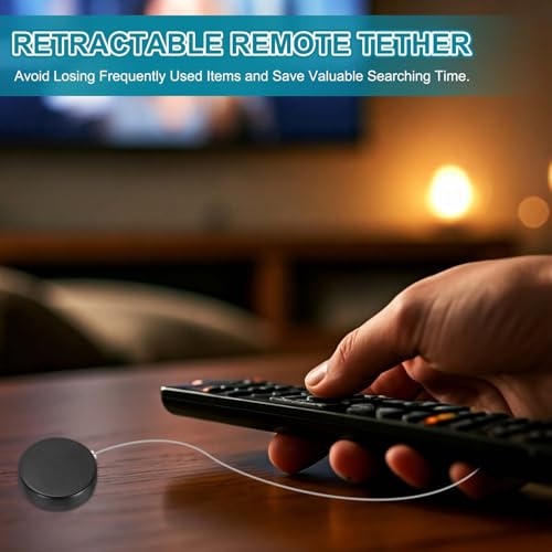 PATIKIL Retractable Remote Control Cable Tether (4.9ft / 1.5M, Black)(6 Set) Round Remote Control Security Lanyard Lock Adjustable Locking Leash with Plastic Cap, Suit for - TVs/Tablets - color: Black, size: 4.9ft