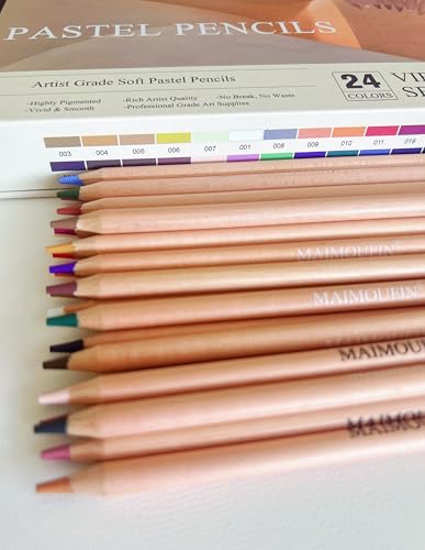 24‑Color Soft Pastel Pencils, Professional Artist Drawing Pencils - color: Brown