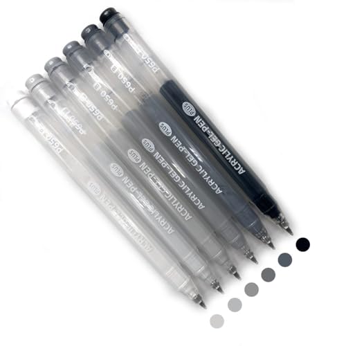 6 Colors 1.0mm Fine Pointed Acrylic Gel Pen Set,White - color: White
