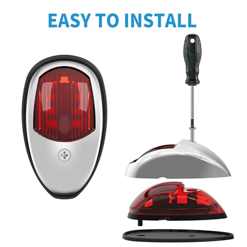 Obcursco LED Boat Navigation Lights, Red and Green Vertical Mount Bow Light - color: Electroplate Silver