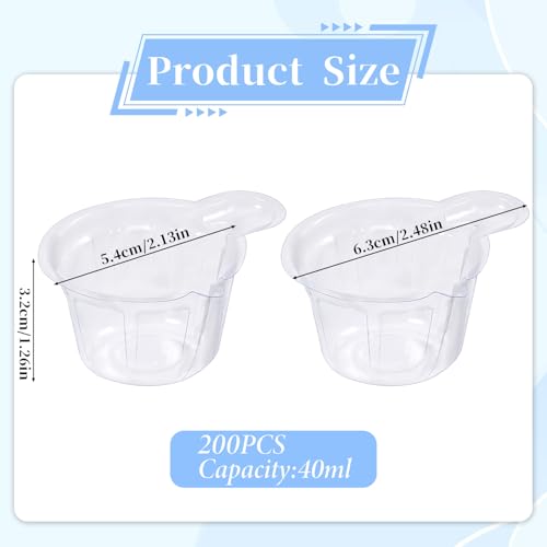 200Pcs 40ml Disposable Plastic Resin Mixing Cups Multipurpose Dispensing Cup for Mixing Paint, Stain, Epoxy, Resin (Clear)