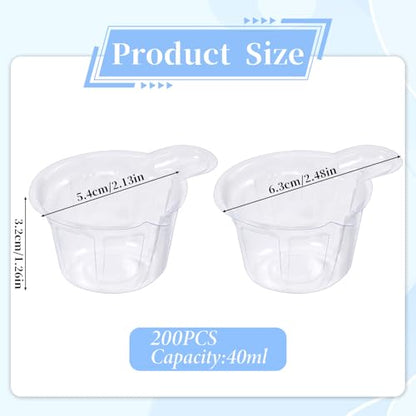 200Pcs 40ml Disposable Plastic Resin Mixing Cups Multipurpose Dispensing Cup for Mixing Paint, Stain, Epoxy, Resin (Clear)