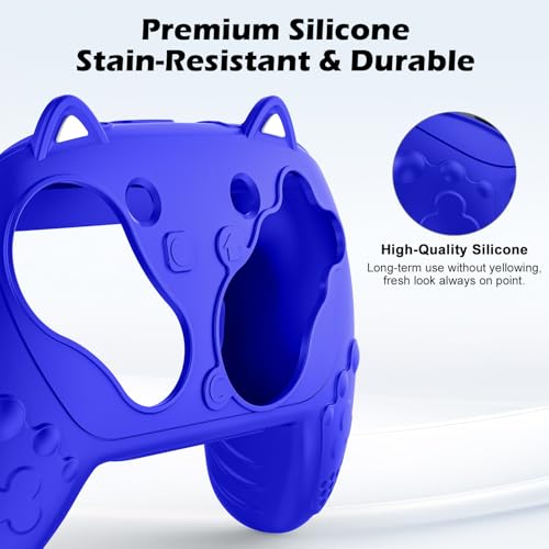 Silicone Controller Case Set Compatible with Nintendo Switch 2 Pro, Gamepad Accessories - Protective Softshell Cover with 6 Thumb Grips, Shock-Resistant & Ergonomic Comfort Grip Design (Deep Blue) - color: Deep Blue