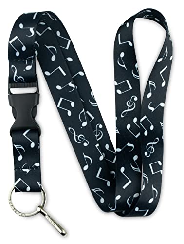 Limeloot Lanyard for Keys, ID Badge, Accessories | Neck Lanyard for Men and Women with Quick Release Buckle and Flat Ring - color: Music Black White