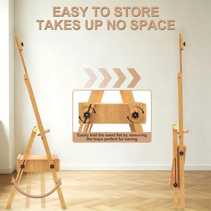 Large Beech Wood H-Frame Easel,Painting Easel with Storage Drawer,Up to 36" - color: Solid Wood
