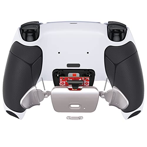 eXtremeRate Silver Real Metal Buttons RMB RISE V3 Remap Kit for PS5 Controller BDM-030 040 050, Black Rubberized Grip White Bottom Shell Upgraded Programable Back Buttons Set for PS5 Controller - color: White Black Silver