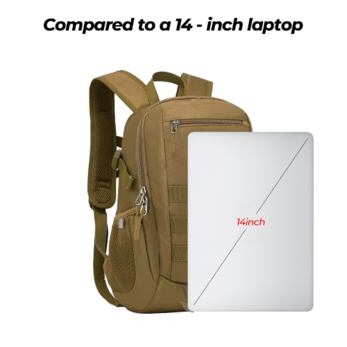 ArcEnCiel 10L/20L Mini X-Small Tactical Backpack MOLLE Daypack Gear Pack Camping Bag with Patch - color: Brown, size: 20L