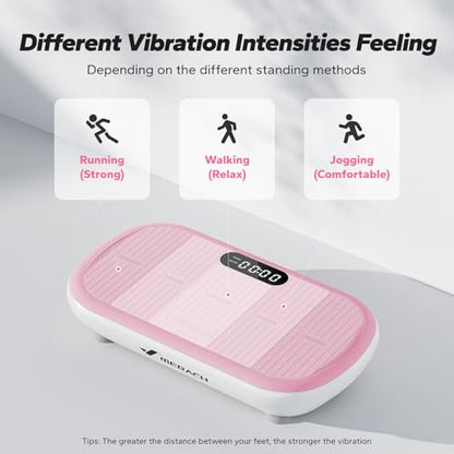 Merach CV40 Curved Vibration Plate Exercise Machine with 440lbs Capacity - color: Pink