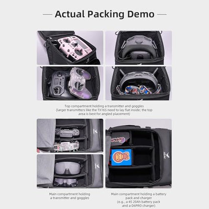 HGLRC B2 FPV Drone Backpack Case Shoulder Bag for FPV Racing Quadcopter Drone and Parts (Black-grey)