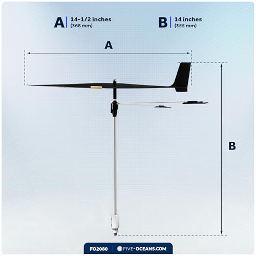 Five Oceans 14-1/2-Inch Sailing Boat Wind Direction Indicator, Wind Vane with Sensitive Ball Bearing - FO2080