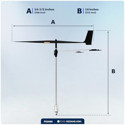 Five Oceans 14-1/2-Inch Sailing Boat Wind Direction Indicator, Wind Vane with Sensitive Ball Bearing - FO2080